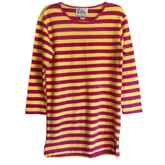Vintage Lilly Pulitzer Mod Striped Shift Dress Elbow Sleeves Pink Yellow Size S - Picture 2 of 11